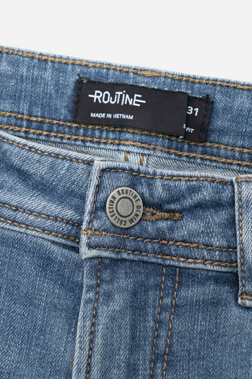 Quần jean nam ROUTINE trơn màu Xanh Indigo form.Slim - 10F23DPA026 | LASTORE MENSWEAR