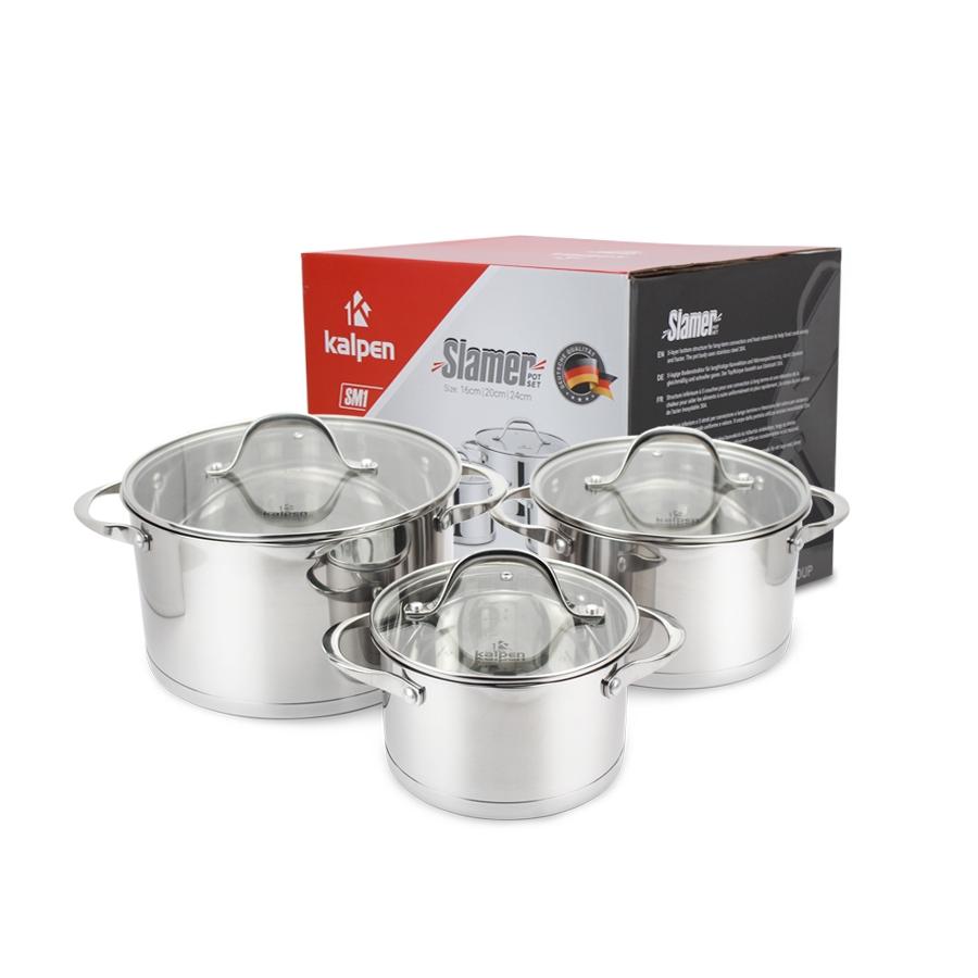 Bộ Nồi INOX 304 Cao Cấp 5 Đáy Slamer Size 16-20-24 Hàng Chính Hãng KALPEN-GIA DỤNG ĐỨC Bảo Hành 2 Năm