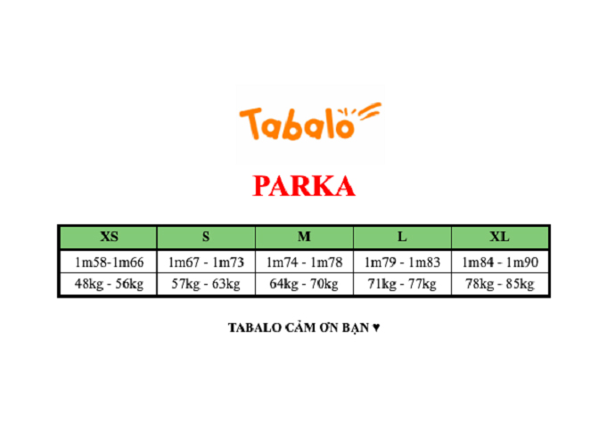 Áo Khoác Parka Tabalo Dáng Dài Hàn Quốc - Siêu Nhẹ, Siêu Ấm, Siêu Rẻ