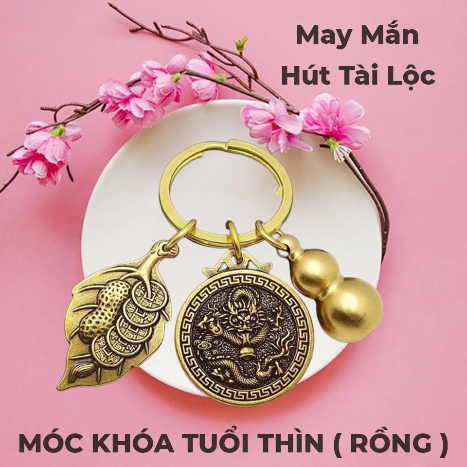 Móc Treo Chìa Khóa Phong Thủy 12 Con Giáp TUỔI THÌN - CON RỒNG Bằng Đồng Thau - AnNhien
