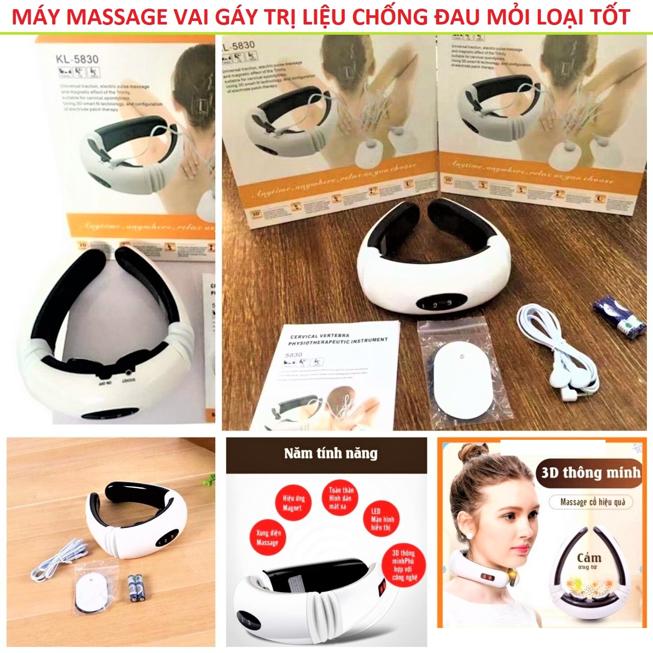 Máy thiết bị massage cổ chống đau mỏi vai gáy hiệu quả cao ngay tại nhà mẫu mới loại tốt