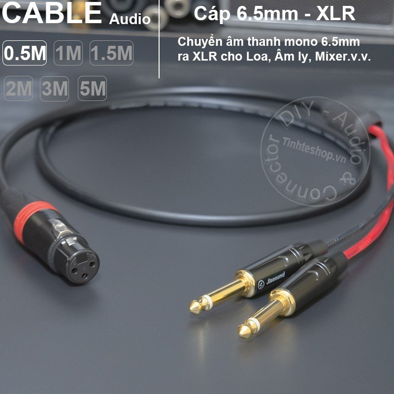 Cáp chuyển jack canon cái sang 2 6.5mm 6ly đực dùng cho Sound card Dac Mixer Đẩy Loa - XLR female to 2 6.5mm mono audio cable