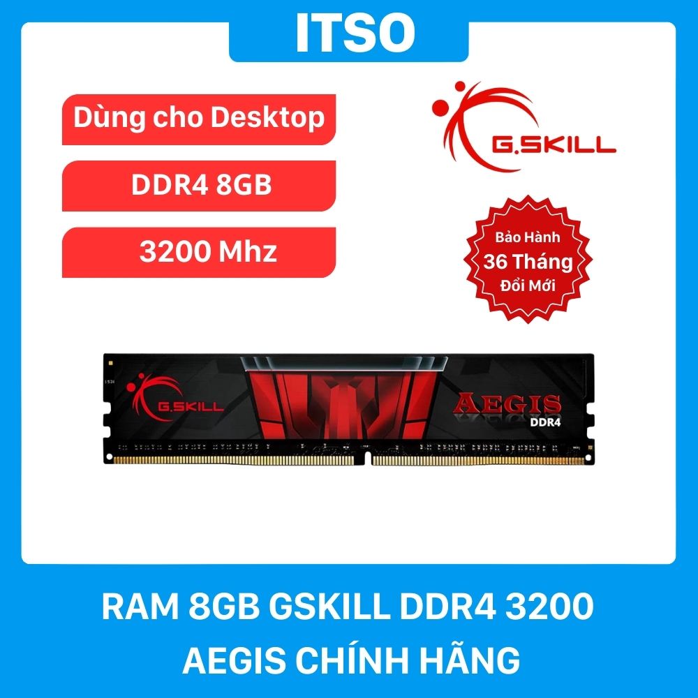 Hình ảnh Ram máy tính Gskill Aegis DDR4 8GB bus 3200 - Hàng chính hãng