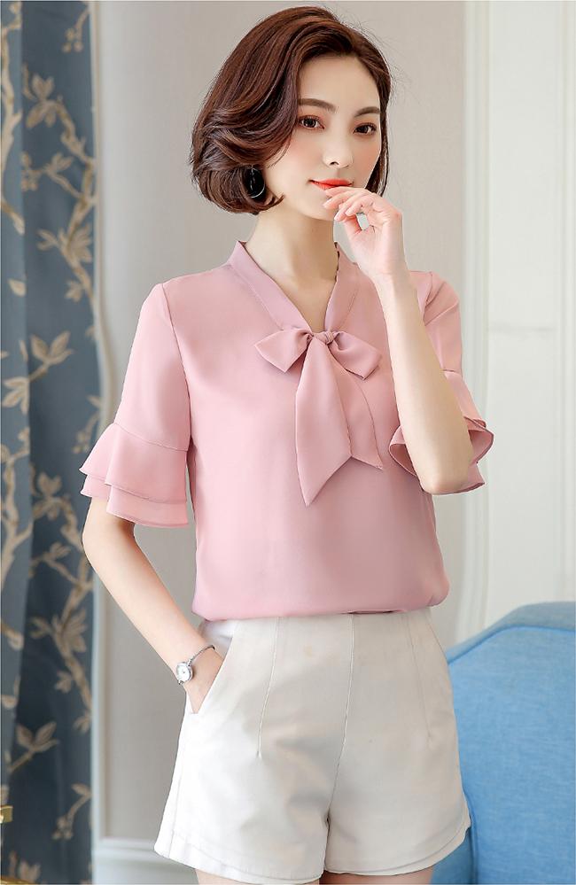 ÁO SƠ MI CỔ NƠ TAY LOE DUYÊN DÁNG NT3305