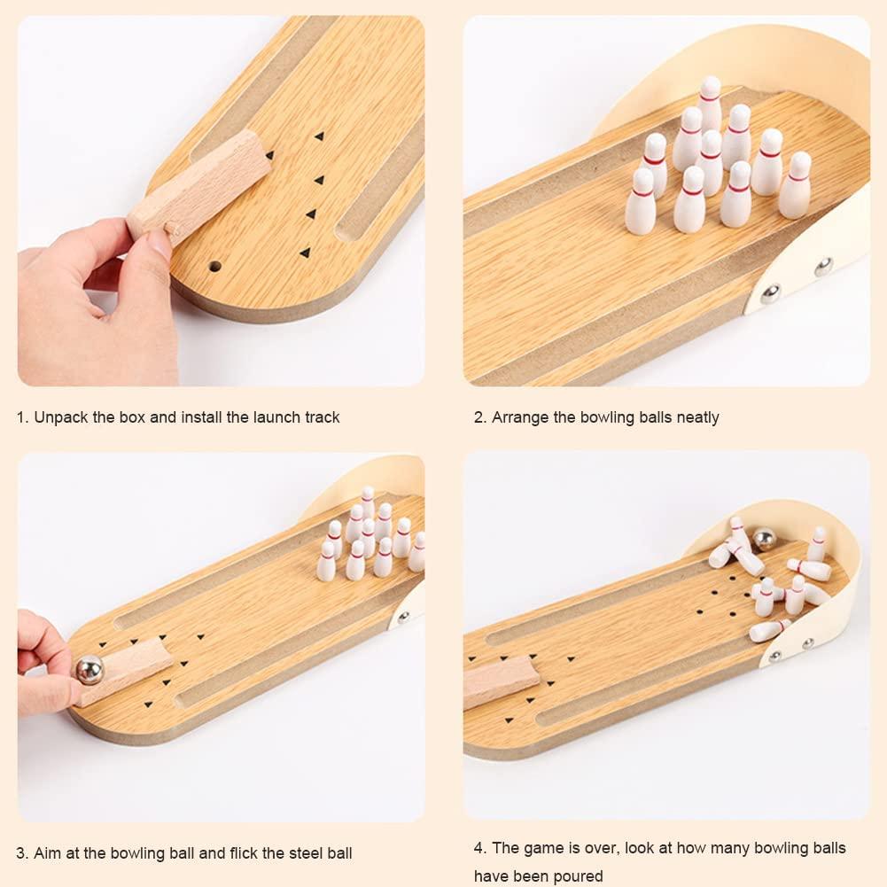 Máy tính để bàn Trò chơi Bowling Máy tính để bàn Đồ chơi Bowling Bộ Bowling nhỏ Trò chơi bằng gỗ