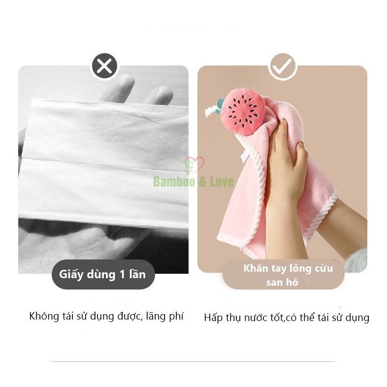 Khăn lau tay nhà bếp, nhà tắm có quai treo hình dễ thương, siêu mềm mại và thấm hút tốt
