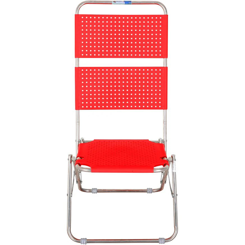 Ghế Xếp Nhựa Sườn Qui Phúc Inox Lưng Cao Đỏ