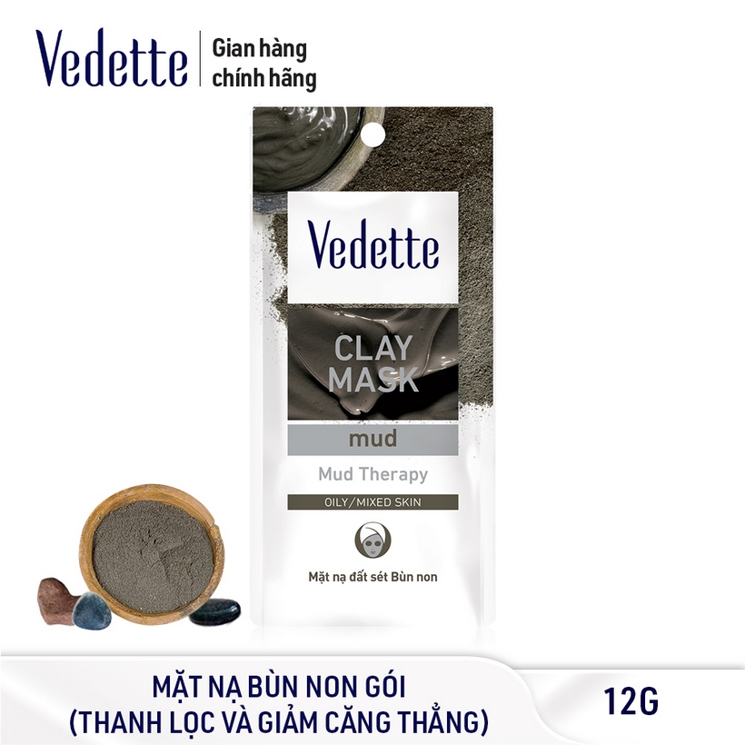 Combo 12 Mặt Nạ Đất Sét Làm Sạch Sâu Vedette ( Rosa, Mud, Cocoa, Pearl, Aloe Vera, Olive)