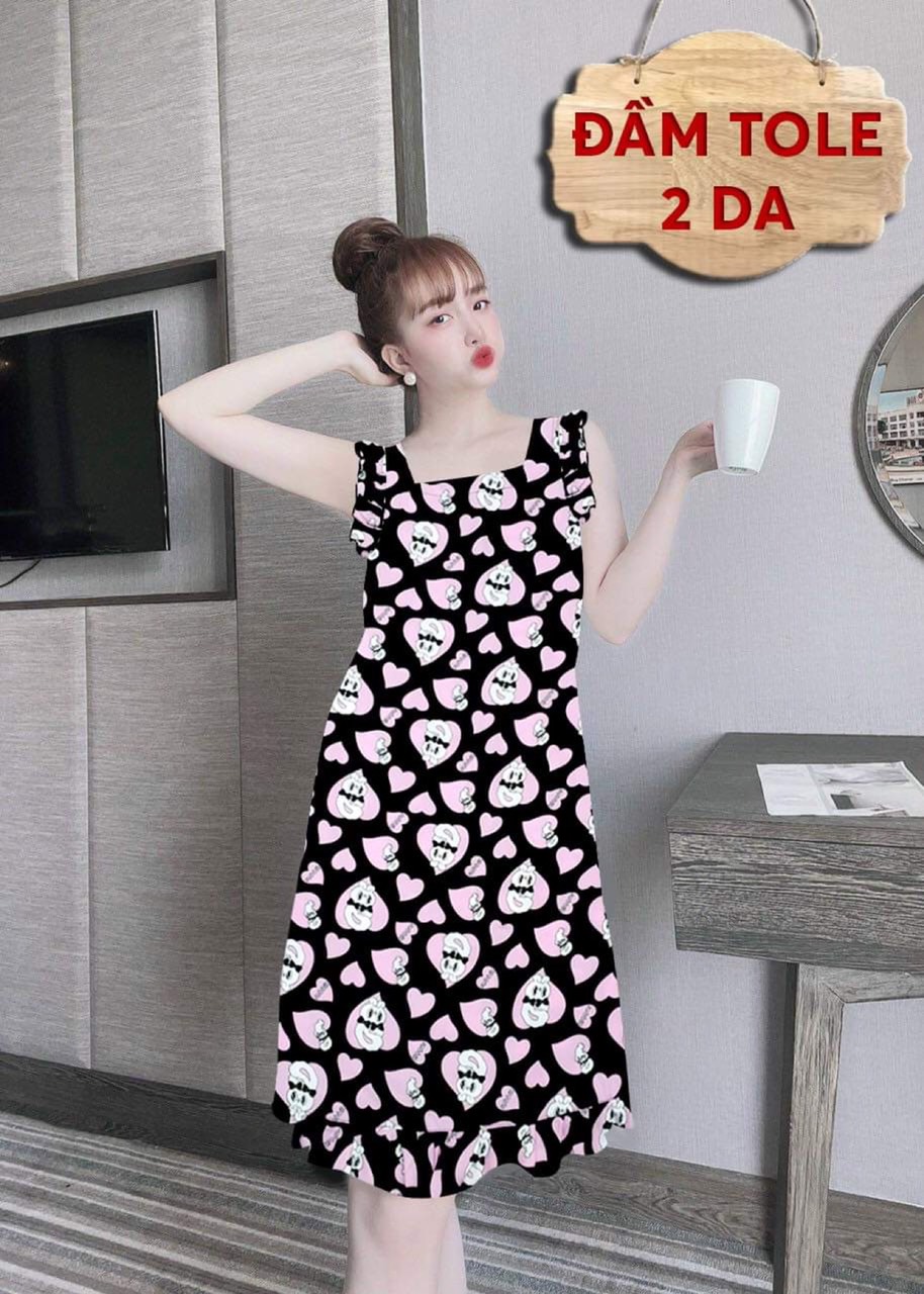 Đầm Nữ Mặc Nhà Shop Khánh An, Đầm Tole  2 Da Bigsize Kèm Quần Đùi Mặc Trong, Màu Số 12