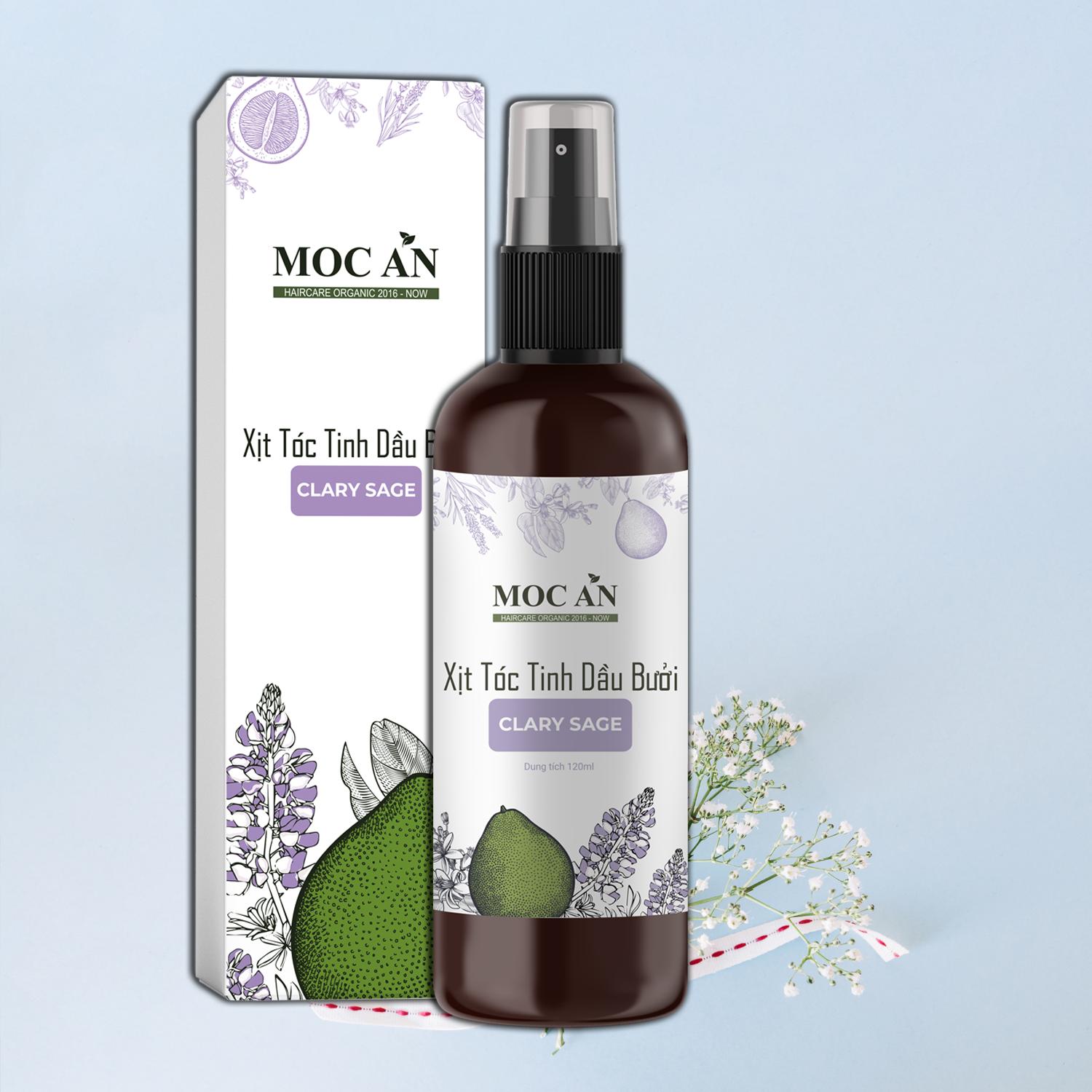 Xịt Kích Mọc Tóc Tinh Dầu Bưởi Xô Thơm ( Clary Sage ) 120ml Mộc Ân Haircare hỗ trợ giảm rụng, kháng khuẩn, giảm mụn trên da đầu