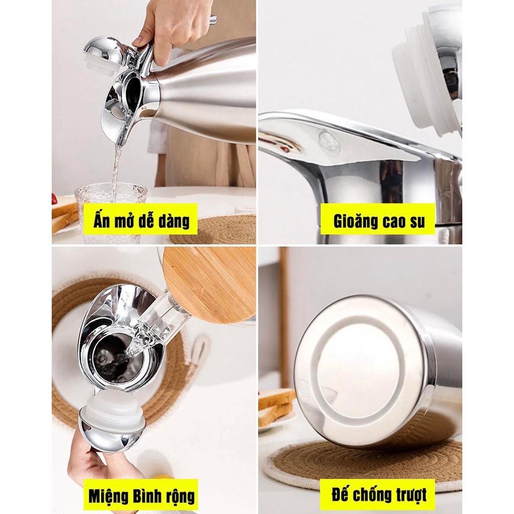 PHÍCH ĐỰNG NƯỚC INOX GIỮ NHIỆT NÓNG LẠNH THỂ TÍCH 2 LÍT CÓ QUAI RÓT MỎ VỊT TIỆN DỤNG