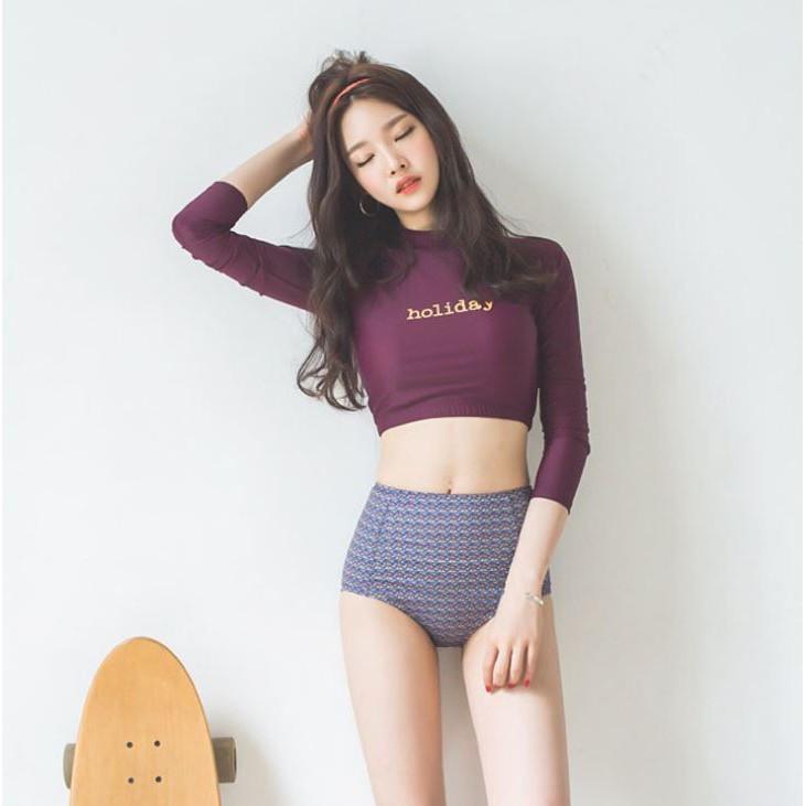 Bộ Bikini Dài Tay Holiday Có Đệm Phong Cách Hàn Quốc W323