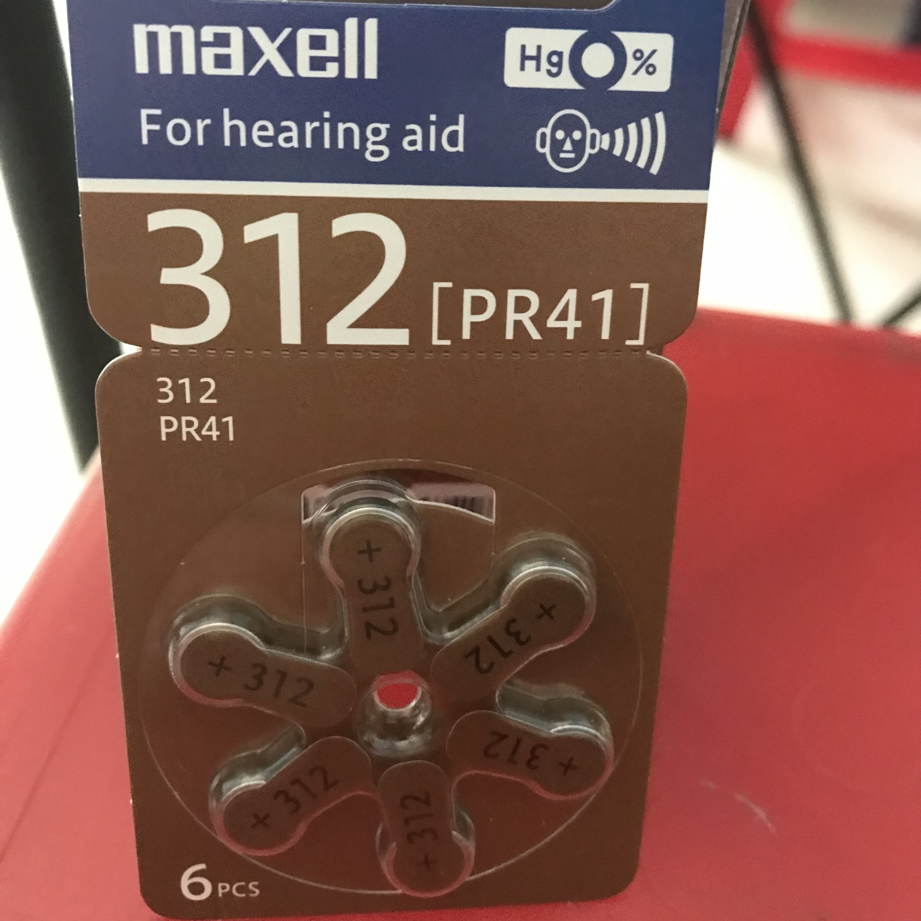 Pin 1,45V MAXELL 312 [PR41] nhập khẩu Đức dùng cho máy trợ thính, Vỉ 6 Viên