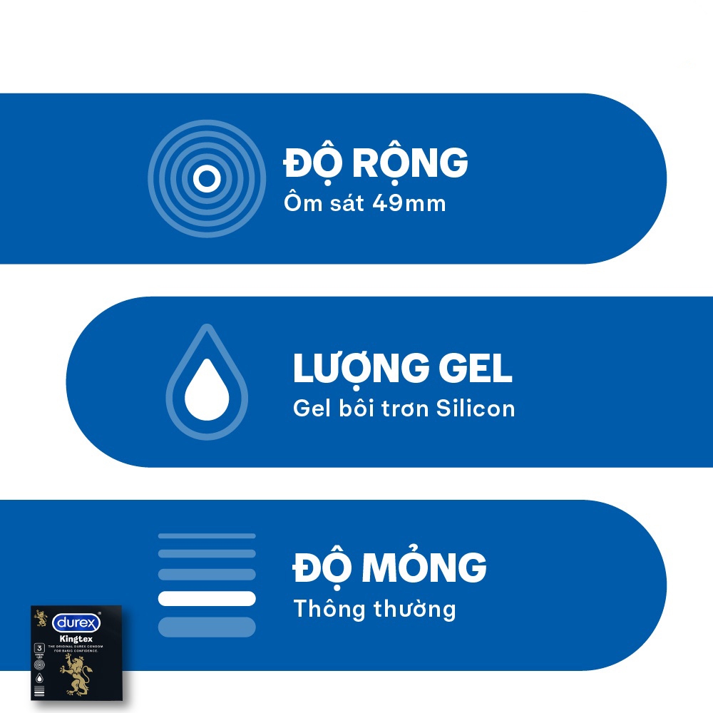 Bao cao su Durex Kingtex 3 bao