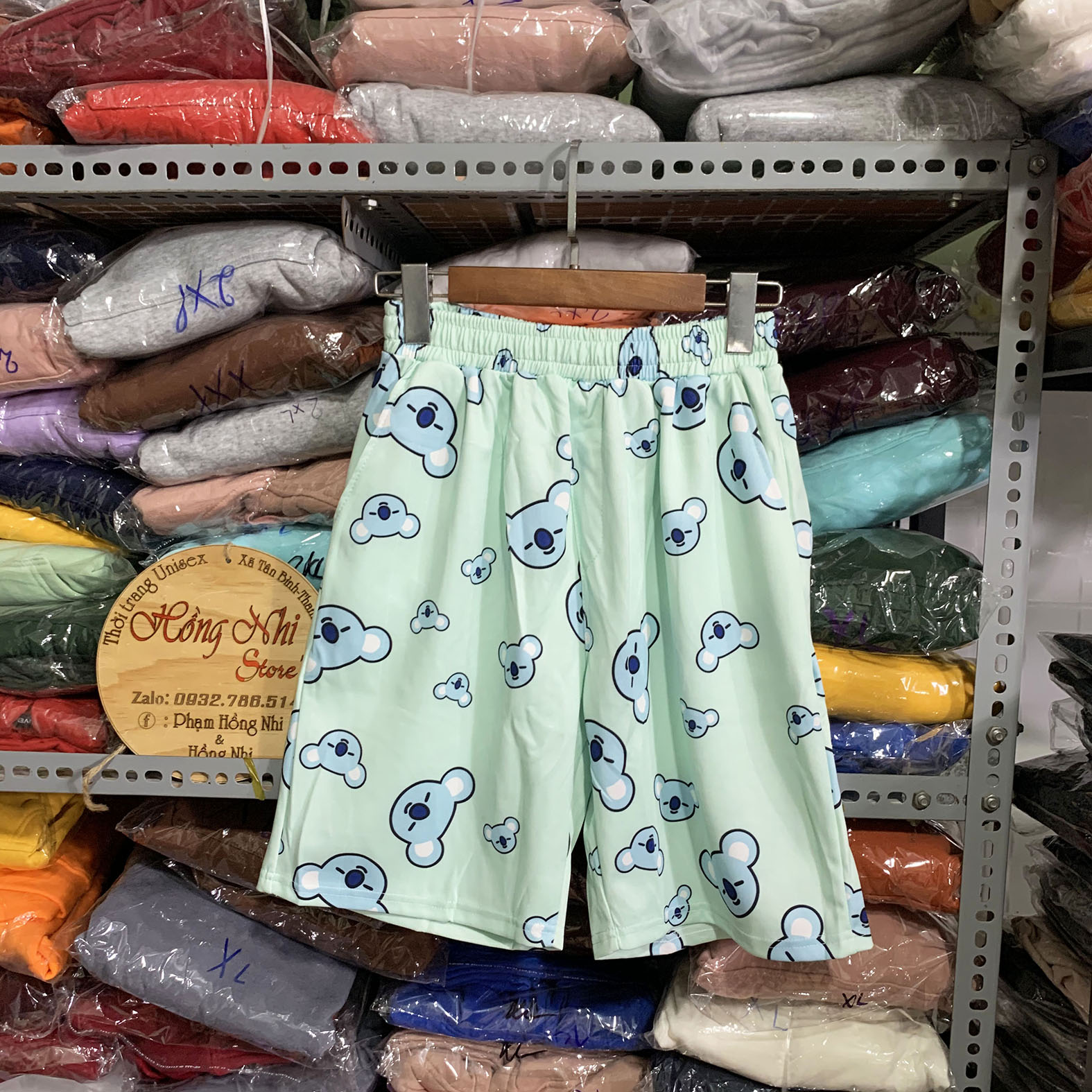 Quần Short Cartoon Unisex Màu Xanh - Quần Đùi Hoạt Hình Siêu Cute - MM