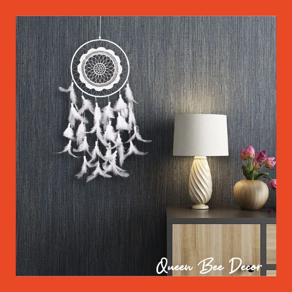 Dreamcatcher Đính Lông Vũ QB7836 Trang Trí Vintage ( Có Đèn Led Phát Sáng)- Chọn Màu