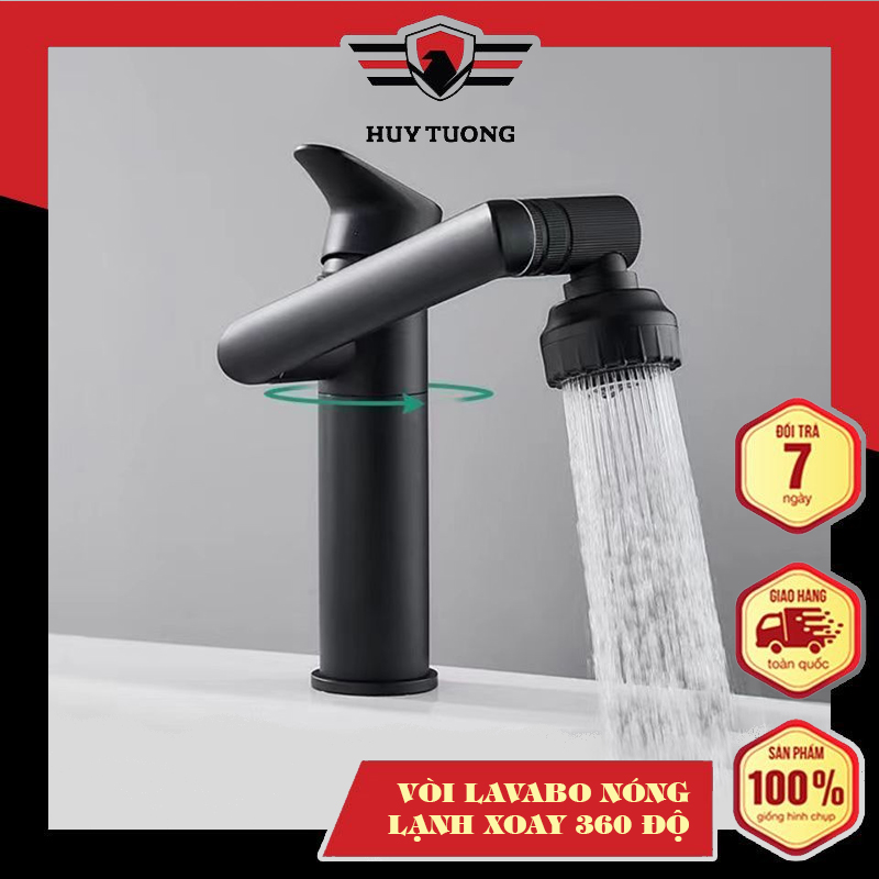 Vòi lavabo nóng lạnh 360 độ - Vòi lavabo xoay 360 độ thích hợp với chậu rửa mặt/rửa bát - Vòi Lavabo màu Đen mờ / Trắng sáng / Trắng sữa - Huy Tưởng