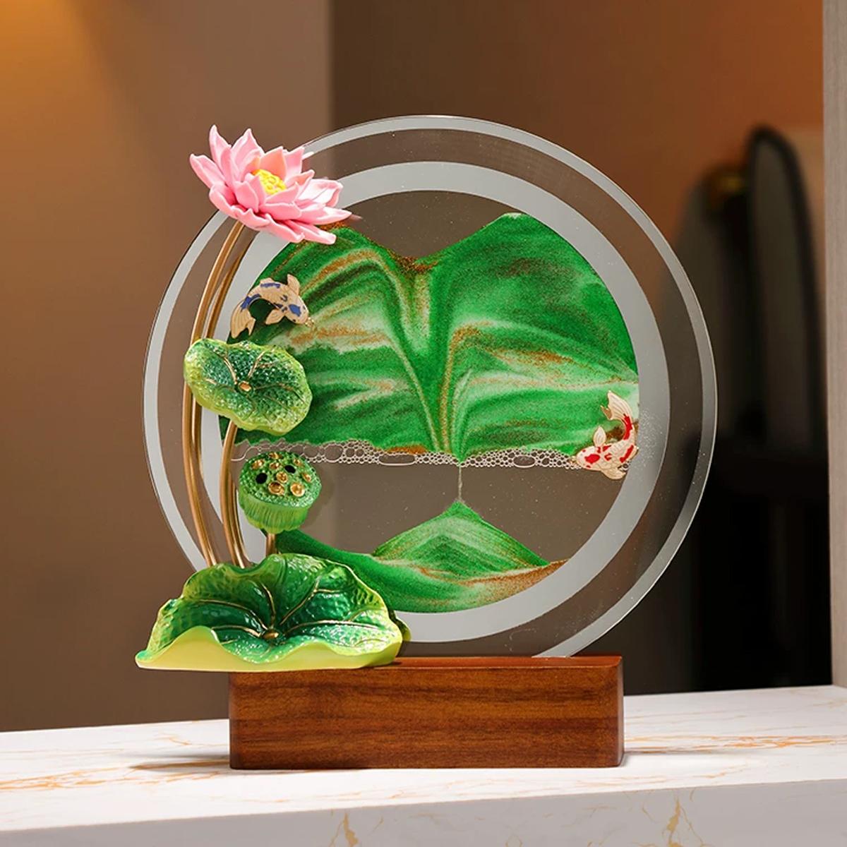 Tranh Cát Hoa Sen May Mắn 26.5 cm - ZSG