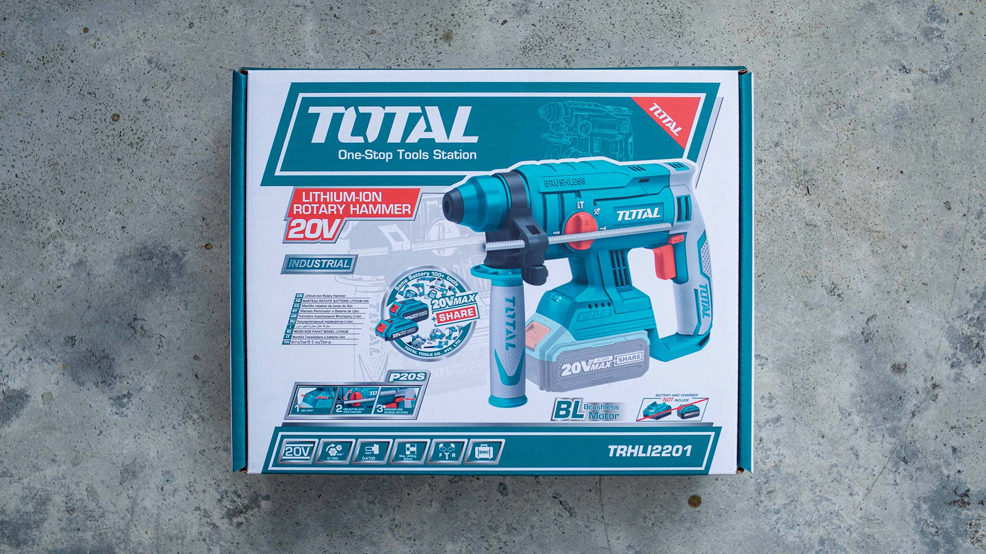 Máy khoan đục dùng pin Lithium 20V gồm 1 pin 1 xac total TRHLI2201