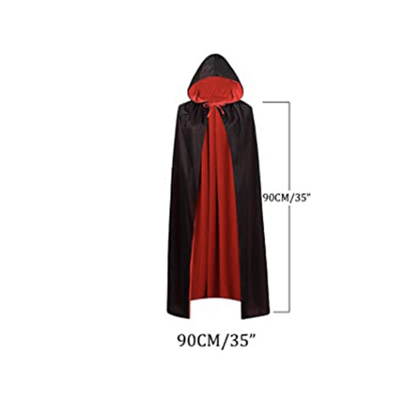 Halloween Hooded Cloak with Hood Velvet Cloak Death Cape Witch Costume Reversible Robe Cape Halloween Cosplay Costume for Men Adults
