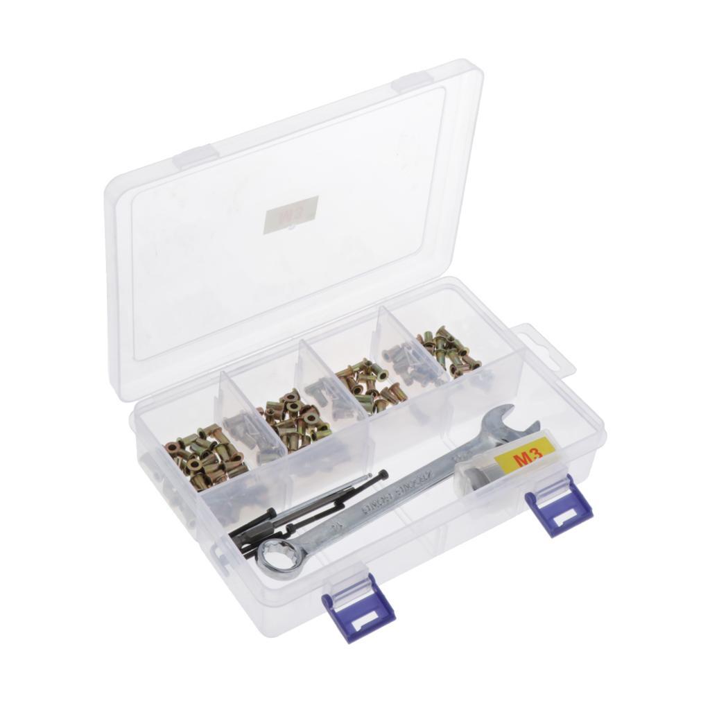 100pcs M3 Rivnut, Wrench, Hex Key, Hexagonal Batch Head, Nuts Rivet Kit