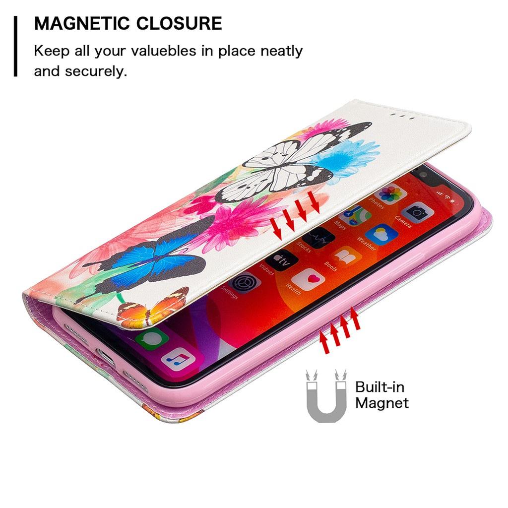 Ốp điện thoại da nắp lật họa tiết hoa cho Xiaomi Mi 10T Pro 5G 10T Lite Redmi 9 9A 9C