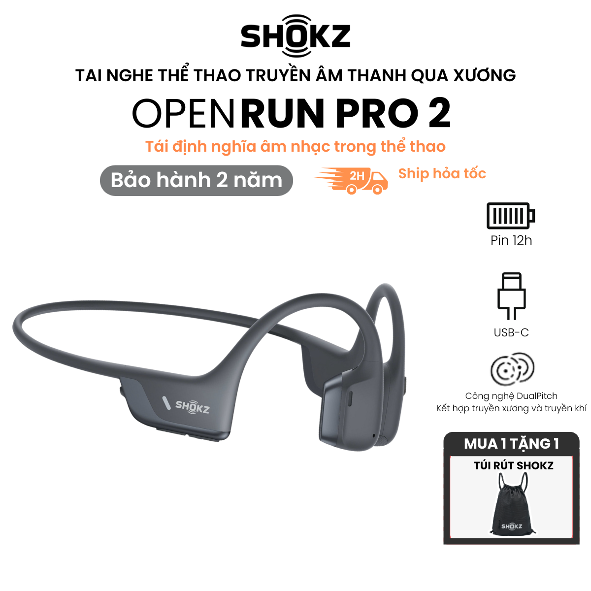 [MỚI] Tai Nghe Bluetooth Thể Thao Truyền Âm Thanh Qua Xương SHOKZ OPENRUN PRO 2 S820 - Bảo Hành 2 Năm - Hàng Chính Hãng