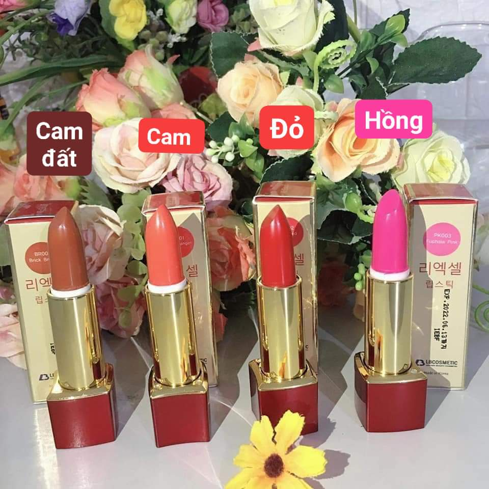 Son môi Re:Excell LIPSTICK, hàng nhập khẩu LB Cosmetic HÀN QUỐC không chì, chống thâm môi, chiết xuất từ thiên nhiên, dưỡng môi mềm mịn, lên màu môi chuẩn, bền màu tới 24h, không chứa chất độc hại với sức khỏe, 3,5g