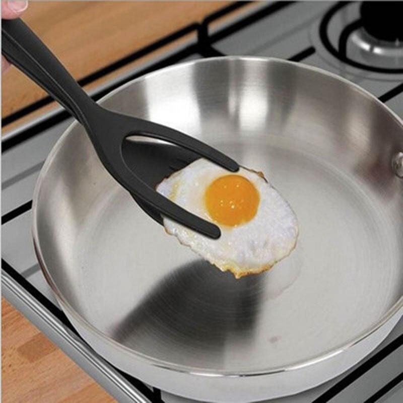 1pcs Multifunctional 2 in 1 Non Stick Bread Egg Turners Cooking Tongs Gadgets For Kitchen Utensils Spatula Cooking Tool