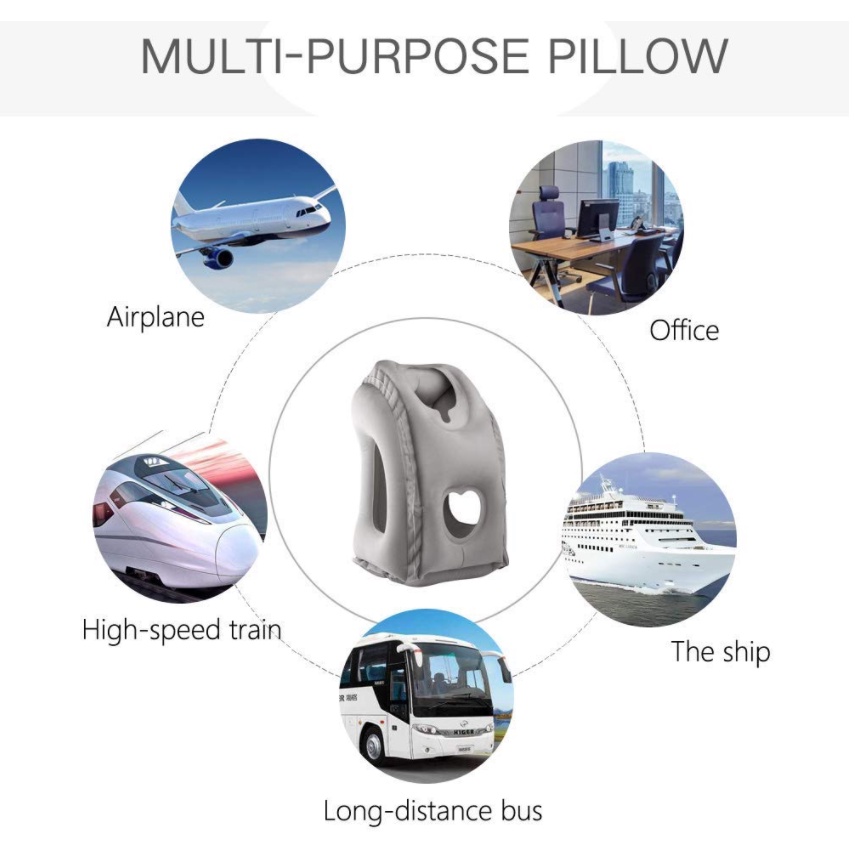 Gối ngủ Bơm Hơi du lịch văn phòng đa năng Air Pillow SGS Travel