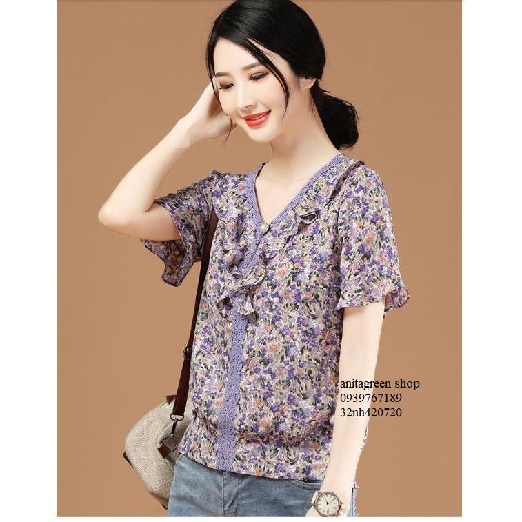 Nh420720-ÁO KIỂU BÈO HOA VIỀN REN