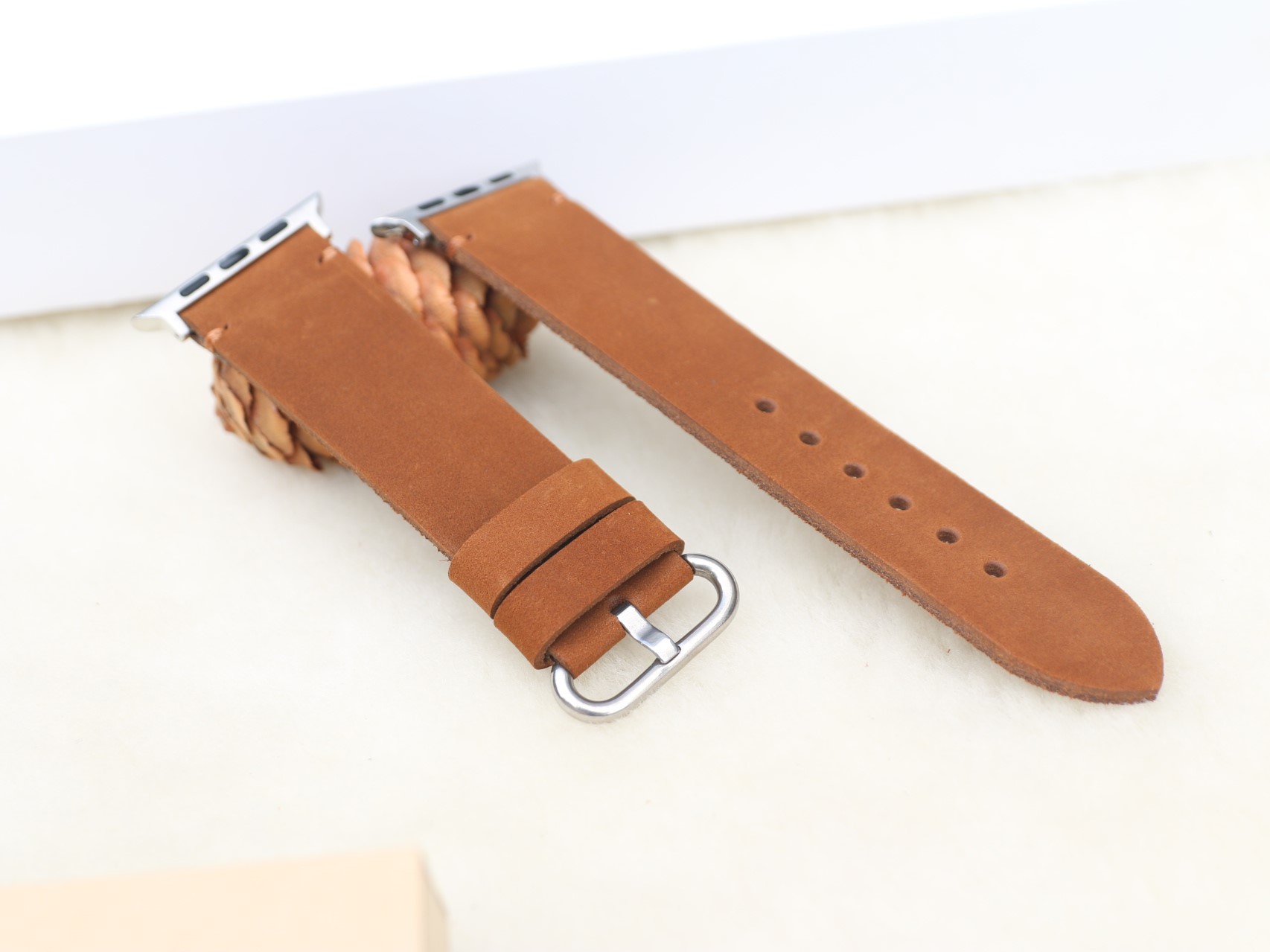 Dây Da Thay Thế Dành Cho Apple Watch Da Bò Sáp Handmade kèm Hộp Gỗ Đẹp