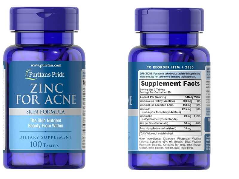 Hỗ trợ trị mụn Zinc For Acne Skin Formula Puritan's Pride Mỹ - Làm đẹp, Tăng sức đề kháng - Massel Official - 100v