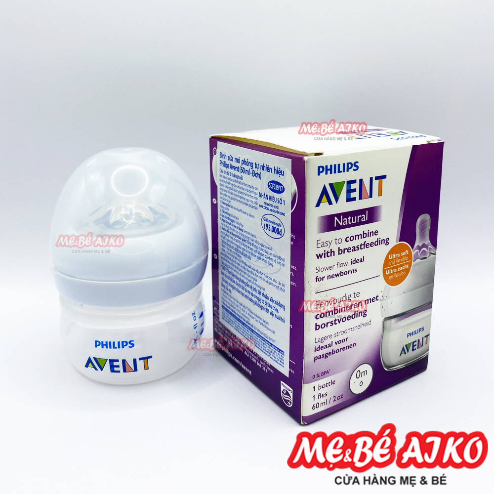 Hộp 1 Bình Sữa Bằng Nhựa Philips Avent Không Có BPA 60ml Cho Bé Từ Sơ Sinh - 0.39.17