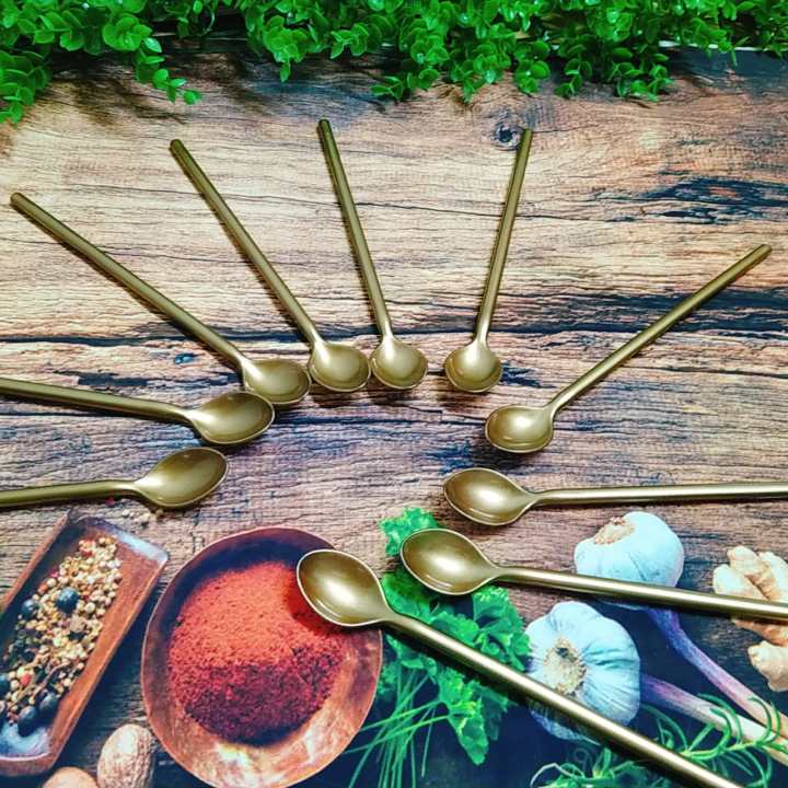 Muỗng Nhựa màu Vàng đồng. Combo 5 Muỗng Nhựa vàng đồng dài 20cm