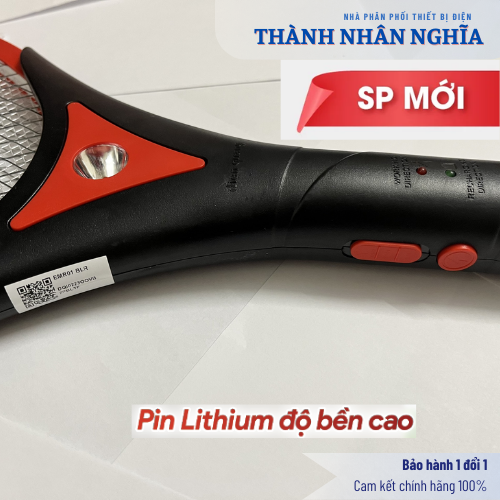 Vợt muỗi Điện Quang ĐQ EMR01 BLR (Pin Lithium, Đen – Đỏ) - Xả nhanh dòng điện 5 giây, gọn nhẹ