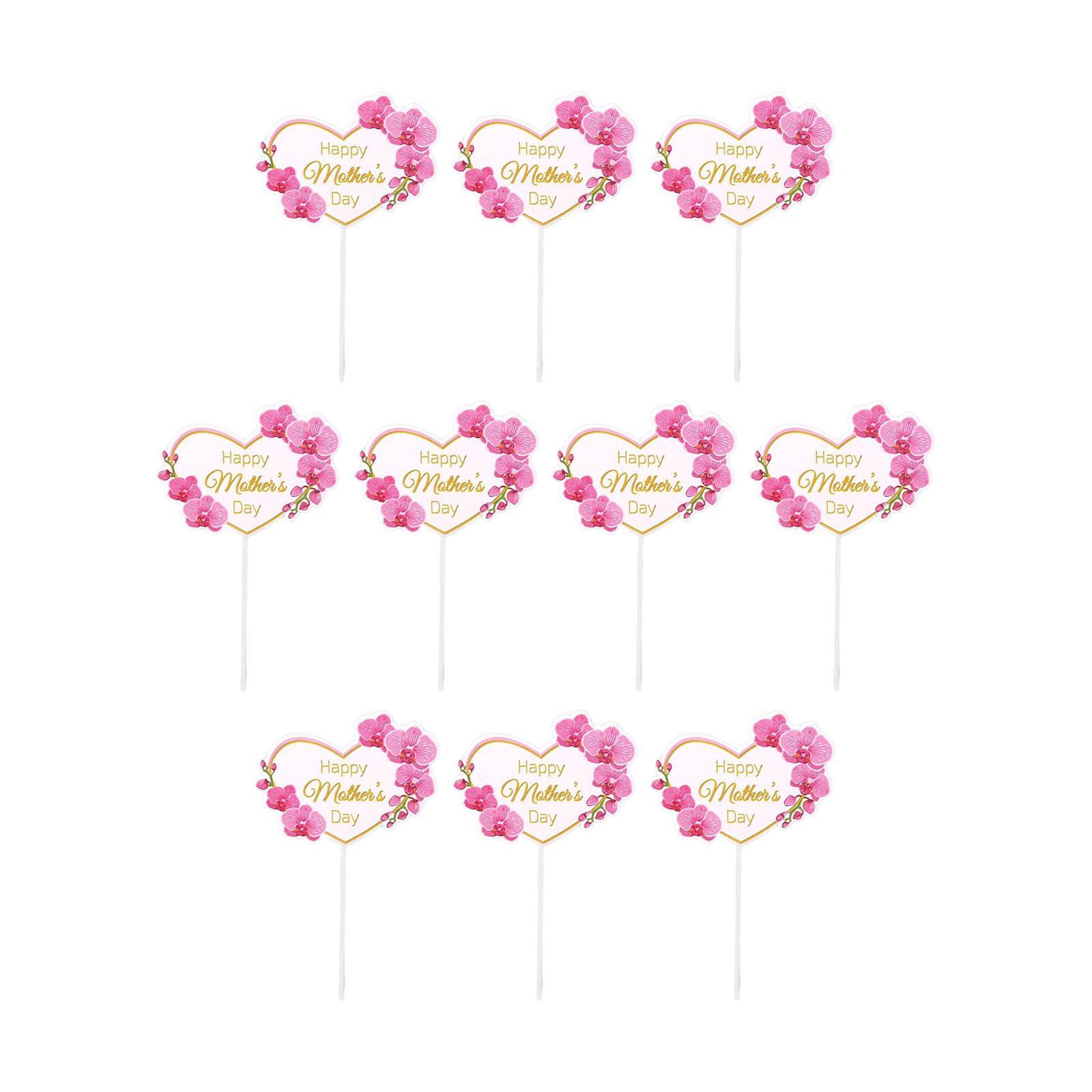 10x Cake Toppers, Happy Mother's Day Cake Topper, Baking Decor, Mother's Day Cupcake Picks, Cake Insert for Event, Gift Cake, Birthday Anniversary