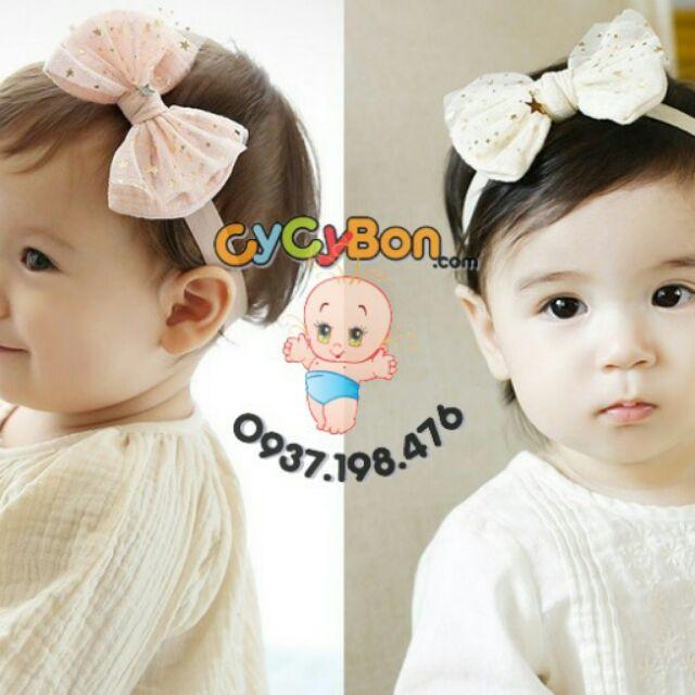 Băng Đô Chất Thun Phối Nơ Ngôi Sao Cho Bé