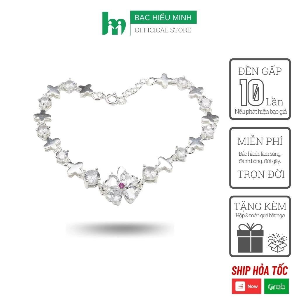 Lắc Tay Nữ Bạc Hiểu Minh LTU446X cỏ 4 lá bạc ta
