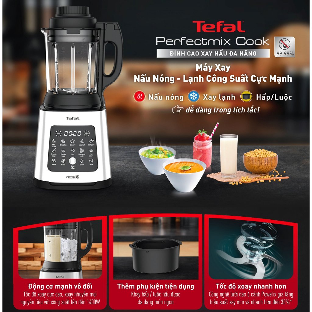 Máy xay nấu đa năng Tefal Perfectmix Cook BL83SD66 - 1.75L - Hàng Chính Hãng