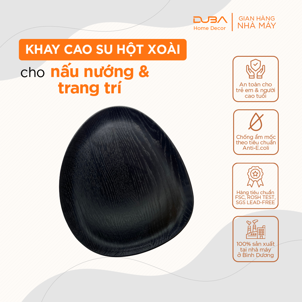 Khay gỗ decor, đĩa gỗ đựng đồ ăn chuẩn an toàn xuất khẩu Mỹ - DUBA (Hàng mẫu xuất Mỹ)