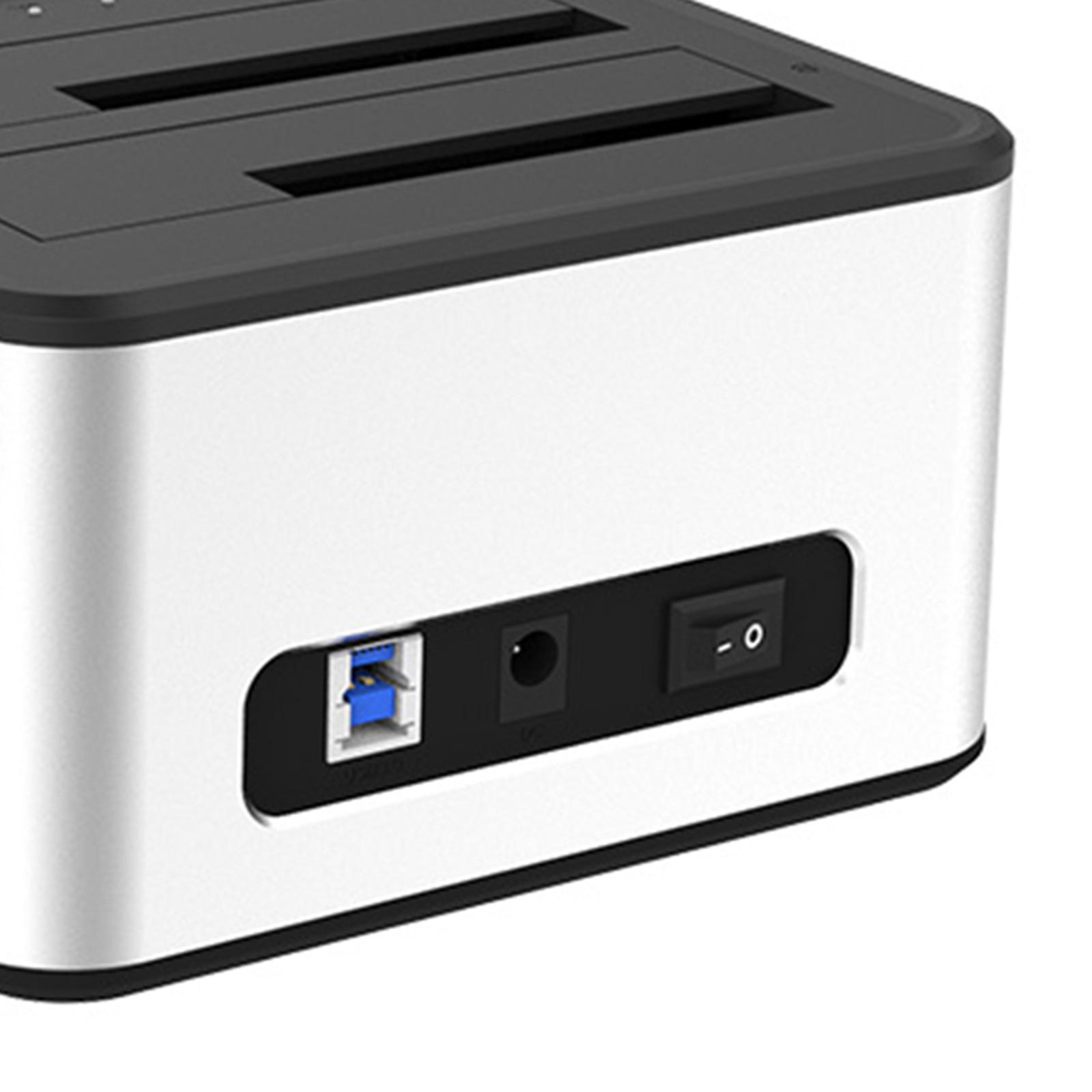 USB 3.0 Dual Bay External Hard Drive Docking Station Offline Clone US Plug