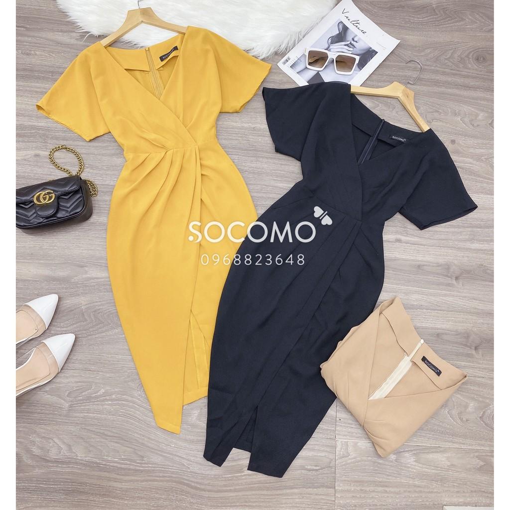 Váy Thiết Kế Tay Dơi Xếp Li Eo Socomo