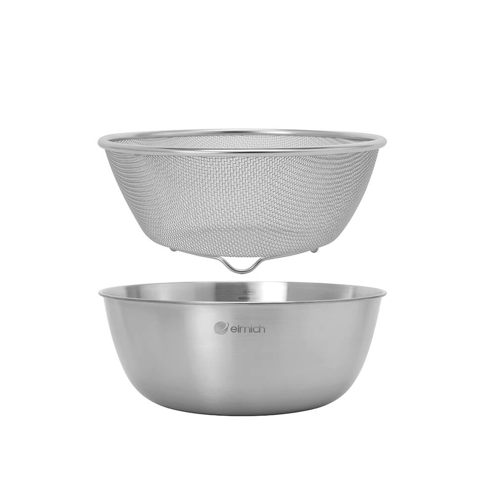 Bộ Tô Kèm Rổ Inox Elmich EL0013, Hàng Chính Hãng, Size 19,22,28cm, Thép Không Gỉ, 2 Lớp - JoyMall