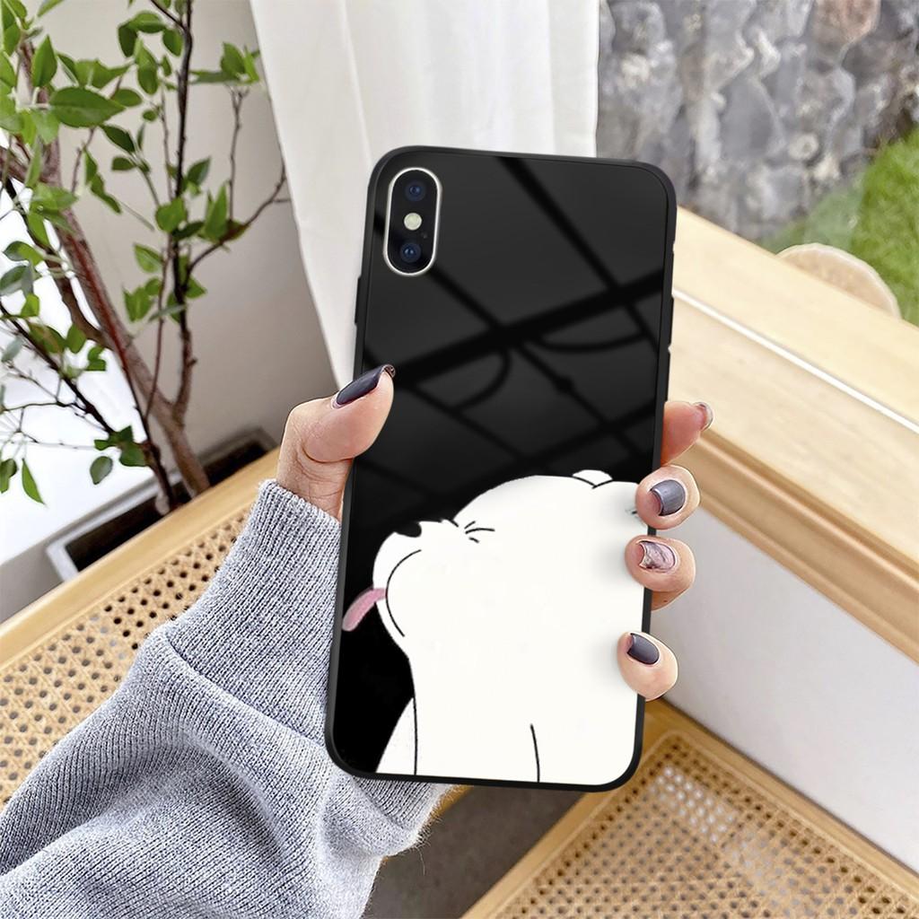 Ốp lưng kính cường lực đôi gấu trắng Dành Cho iphone 6 s plus 7 8 plus Xr X s max 11 11 pro max 12 mini 12 pro max