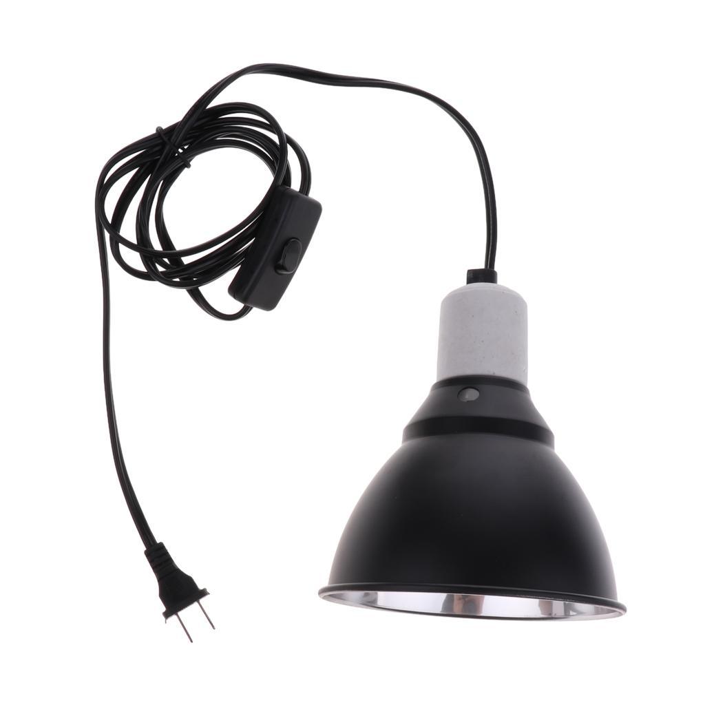 E27 5.5inch Lamp Reflector Dome Ceramic Holder Black With Switch UVB UVA