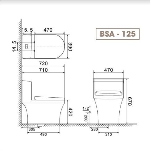 Bồn cầu một khối nắp đóng êm BSA-125