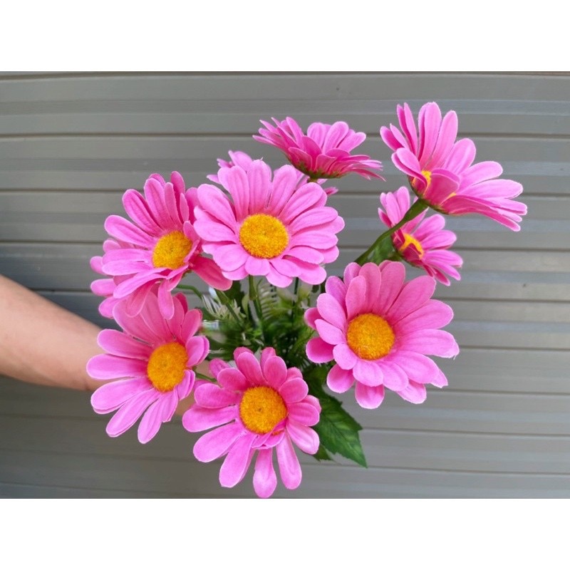 Cụm hoa cúc giả - 1 cụm 9 bông - dài 25cm - Cây giả, hoa lụa Decor trang trí nhà cửa