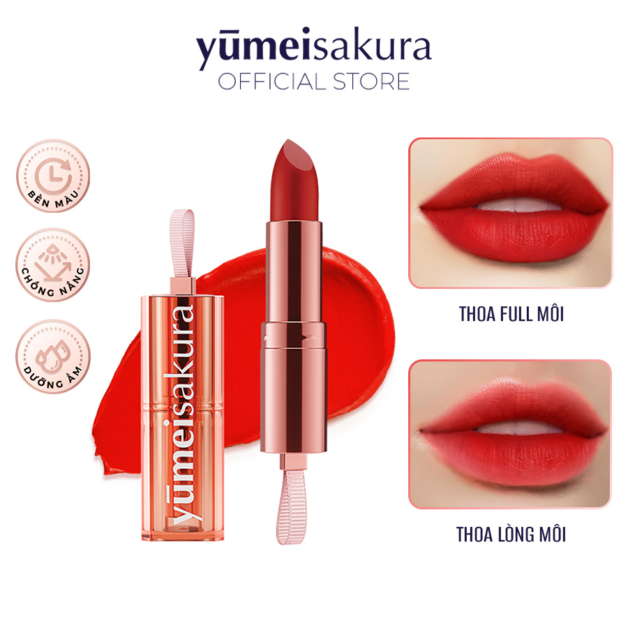 Son Thỏi Lì Mịn Chotto Matte Yumeisakura Đỏ Cam Candy Apple Lipstick YMS07 3.5g