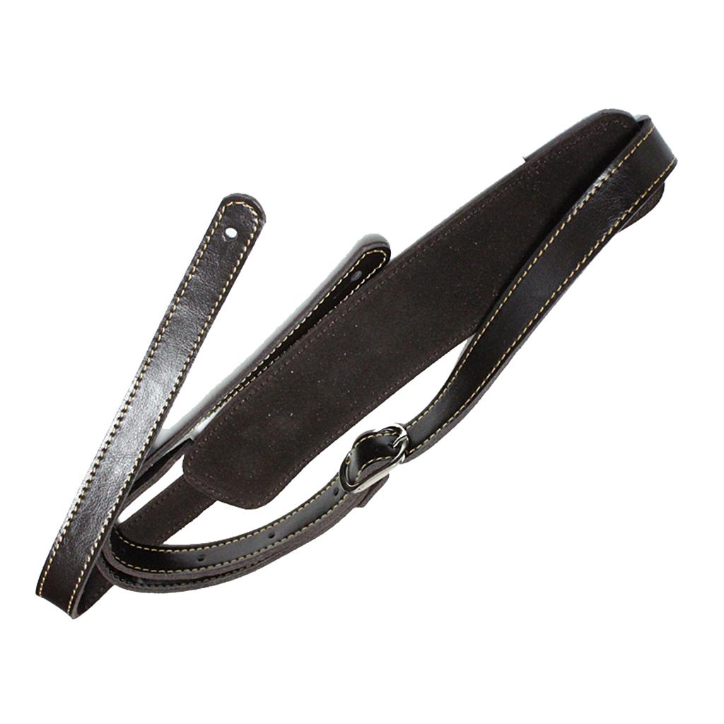 Guitar Belt Shoulder Pad Leather Ends Strap for Electric Acoustic Guitar
